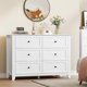 thumbnail image 2 of Spacious 6 Drawer Dresser for Bedroom - Modern Wooden Storage Cabinet with Deep Drawers & Metal Knobs - Wide Organizer for Closet, Nursery, Living Room, Entryway - White, 2 of 6