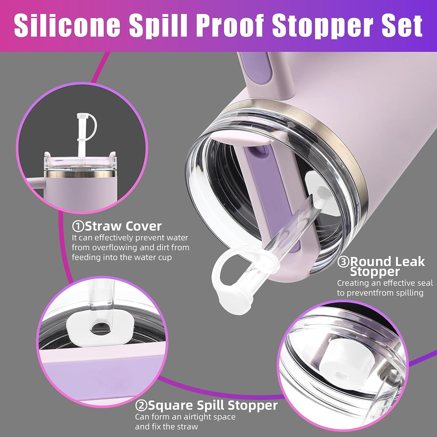 Silicone Spill Proof Stopper Set With Straw Cover Cap Square Spill Stopper  Round Leak Stopper – the best products in the Joom Geek online store