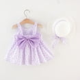 thumbnail image 2 of KDFJPTH Toddler Girls Summer Flower Print Princess Party Dresses Sleeveless Bowknot Suspenders Sundress With Straw Hat Set Size 3-4 Years, 2 of 6