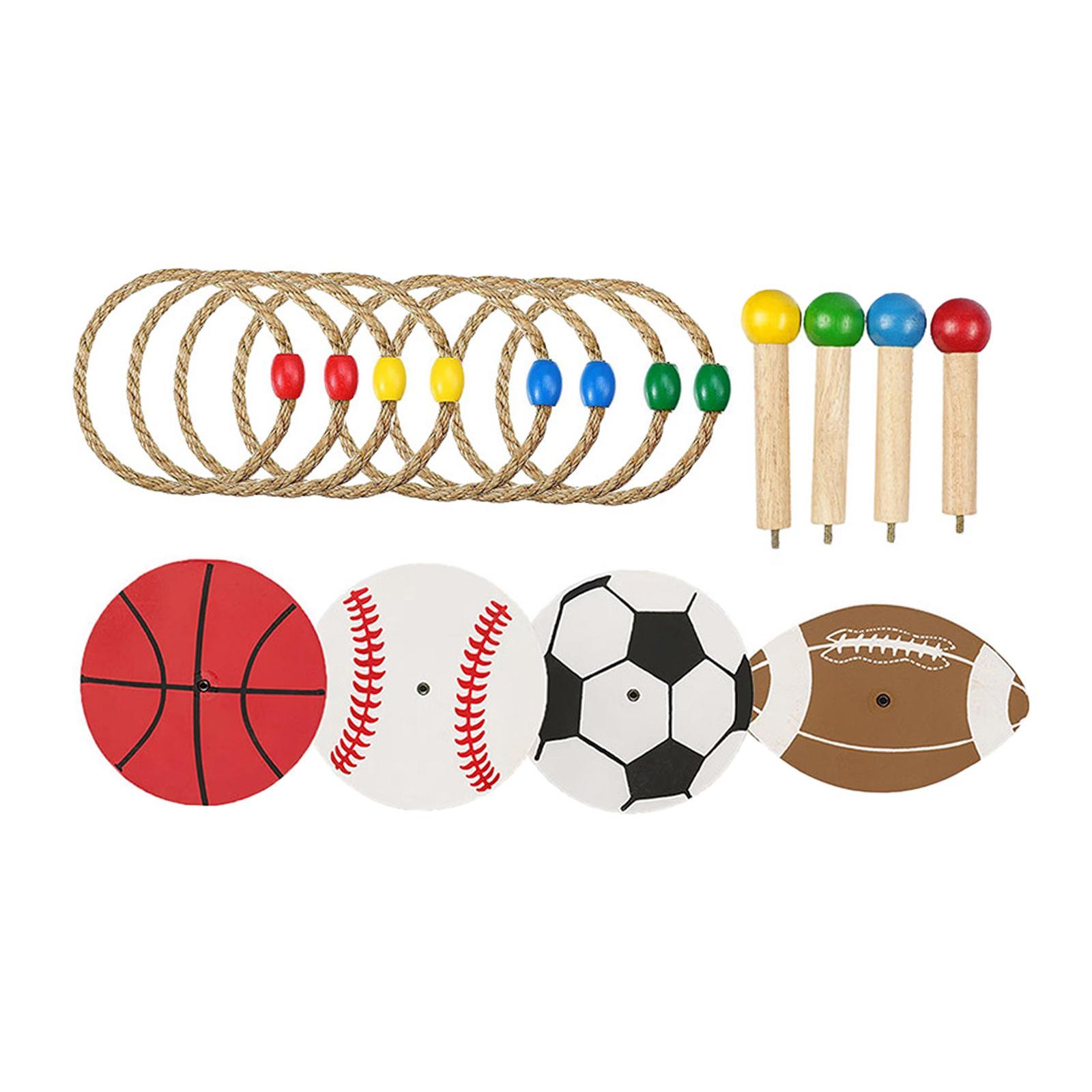 simhoa Set de Juego de Tossing Familiar, Juego de Ferrule de Pensamiento Lógico, Juego de Lanzar Anillos, Ferrule de Madera para Lanzar, para Playa 4