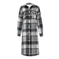 thumbnail image 4 of IROINNID Women's Woolen Coat Notch Lapel Plaid Long Sleeve Casual Autumn And Winter Plaid Suit Cardigan Woolen Coat Tops Jackets Windbreaker Outerwear With Pocket, Gray, 4 of 5