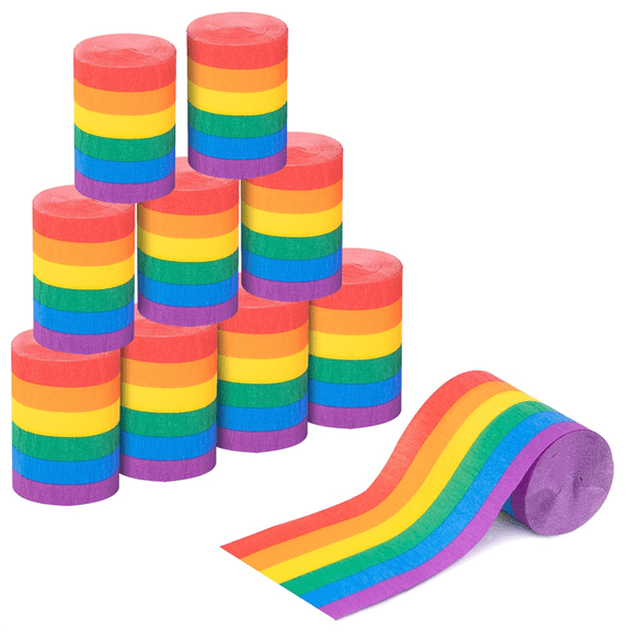 12 Rolls Rainbow Crepe Paper Streamers, 394 Ft Colorful Rolls, Streamer Decoration