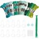 thumbnail image 1 of Kit de 49 hilos de coser verdes, madejas de bordar, hilo de bordar con agujas y dispositivos para bordar., 1 of 6