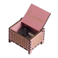 thumbnail image 1 of Caja de música con forma de cañón, manivela de madera, grabada en rosa, 1 of 1
