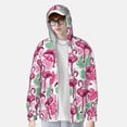 thumbnail image 3 of Pofeuu Flamingo Print Sun Protection Outdoor Lightweight Full Zip UV Cooling Hoodie Long Sleeve Summer Clothing for Outdoor Hiking-Medium, 3 of 5