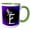 Green/White, variant on 3drose, Letter E, 11oz Two-tone Black Mug
