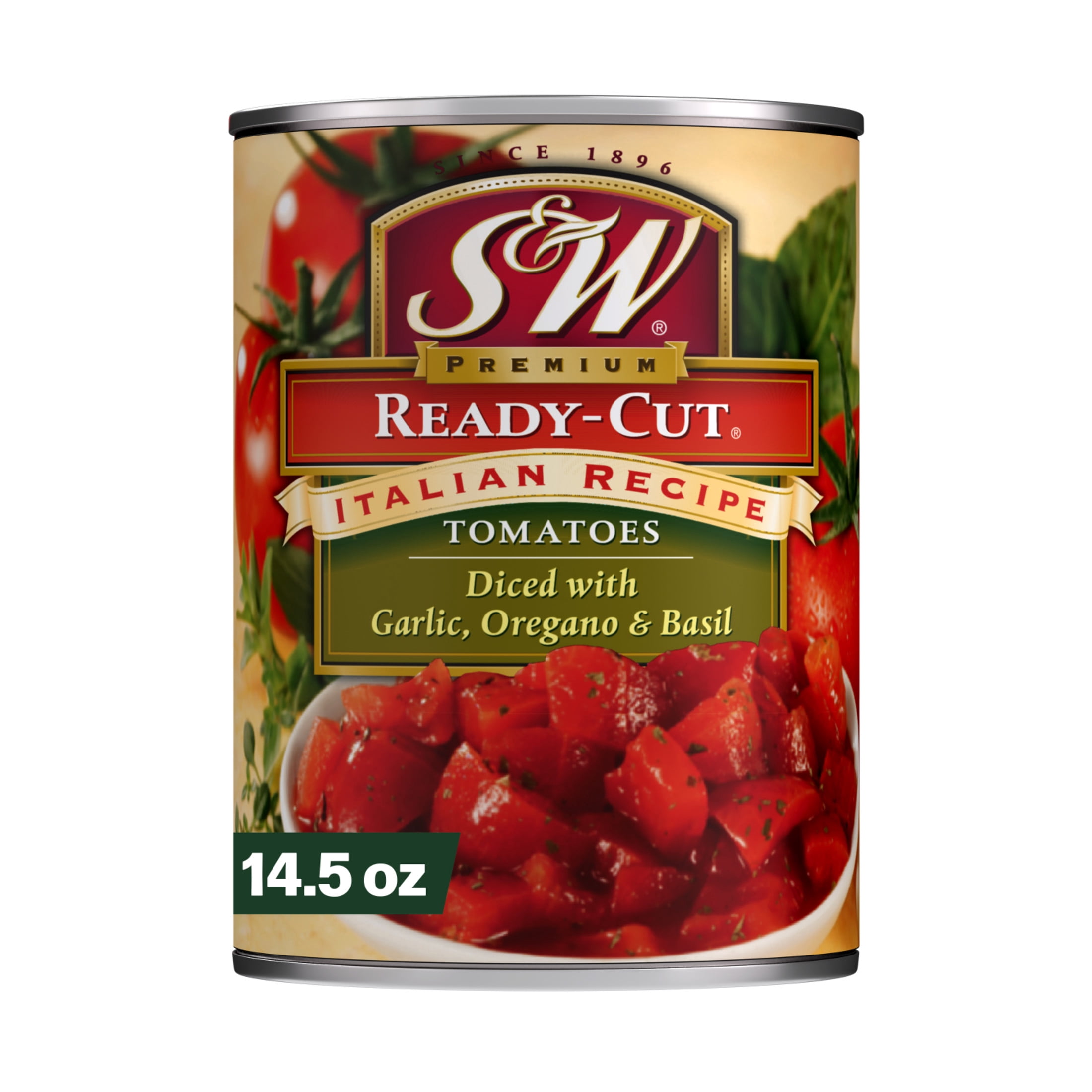 (8 pack) S&W Italian Recipe Canned Diced Tomatoes, 14.5 oz Can