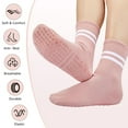 thumbnail image 2 of 4 Pairs Non Slip Grip Socks for Women, Non Skid Anti Slip Grippy Socks with Gripper for Men Women for Yoga Pilates Hospital, 2 of 5