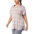 thumbnail image 1 of Calvin Klein Womens Rugby Stripe Basic T-Shirt, Pink, Plus Size, 2X, 1 of 1