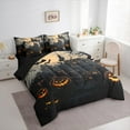thumbnail image 3 of Feelyou Spooky Castle Bedding Comforter Set 7pcs for Teen, Gothic Pumpkin Bat Print Queen Bedding Sets, Halloween Theme Reversible Queen Sheet Sets, Lightweight Room Decor, 3 of 7