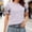 Purple, variant on Women's Spring Summer Clothing Fashion Polkas Printed Base T-Shirts Pleated Sleeves Short Sleeves Round Neck Blouses Top