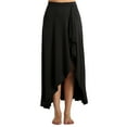 thumbnail image 2 of Zaldita Women's Asymmetric Hem Ballet Dance Skirt Casual Office Work High Waist Ruffle Maxi Skirts Black XXL, 2 of 7