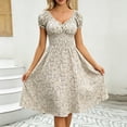 thumbnail image 6 of Umfun Sweet Floral Puff Sleeve Smocked Midi Dress with Flattering Fit for Spring and Summer Parties, Daily Wear, and Romantic Garden Events, 6 of 8