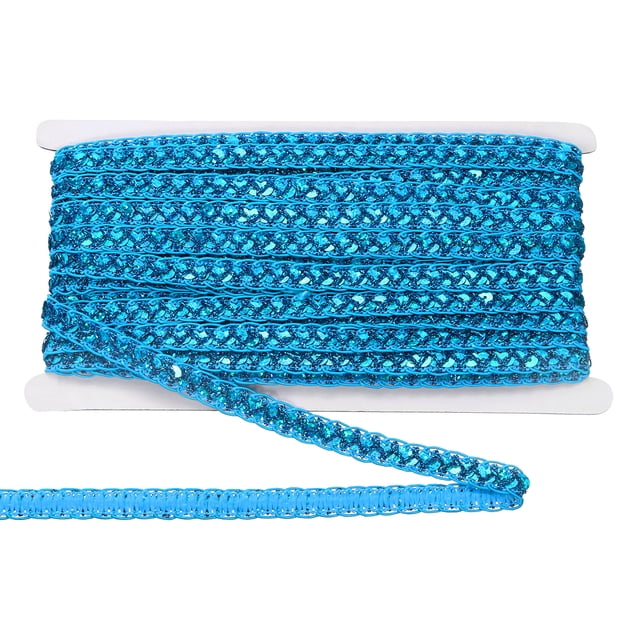 Unique Bargains 15 Yards 0.4 Inch Metallic Sequin Trim Sparkle Braid Sewing Ribbon, Blue