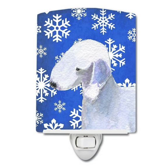 Caroline's Treasures SS4621CNL Bedlington Terrier Winter Snowflakes Holiday Ceramic Night Light, 6x4x3", multicolor
