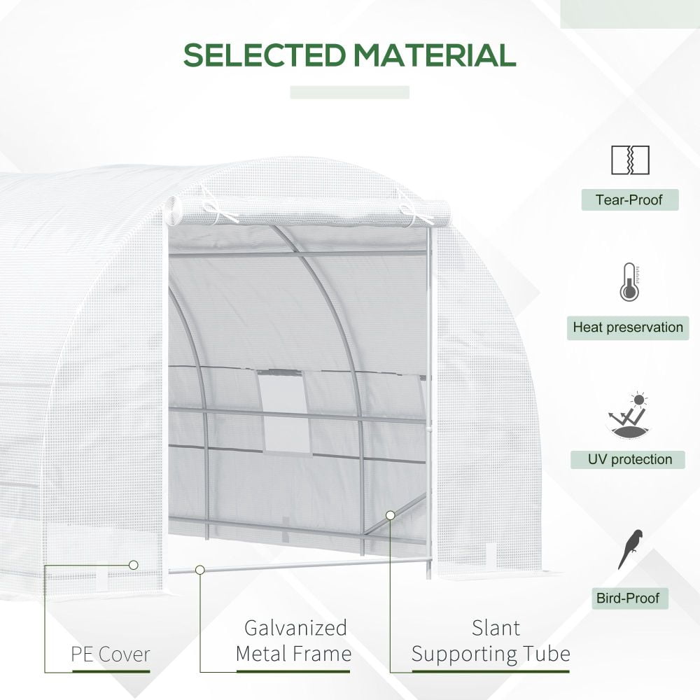 20x10 FT Walk-In Tunnel Greenhouse, 8 Roll-Up Windows & Door with Durable Steel Frame Hot House Kit