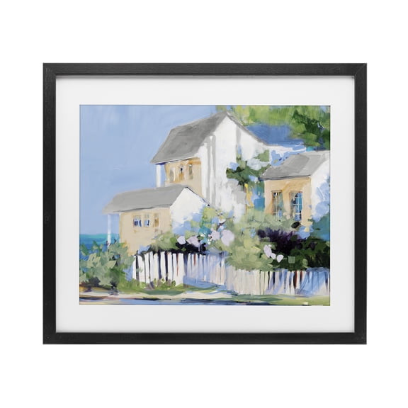 Stupell Industries Living by the Water Cottage Black Framed Print Under Glass, design by Jane Slivka