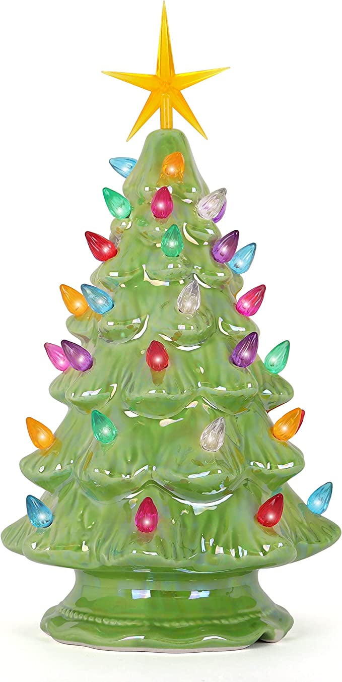 Ceramic Christmas Tree Tabletop Christmas Tree with Lights (11.5