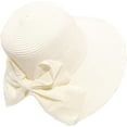 thumbnail image 3 of CoCopeaunts Straw Bucket Hat Wide Brim Floppy Solid Color Bucket Cap for Women Beach Dome Ponytail Basin Hat with Bow Decorate, 3 of 8