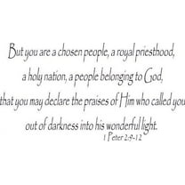 1 Peter 2:9-12, Bible Verse Vinyl Wall Decal by Scripture Wall Art, 11"x22" Black, Christian