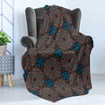 thumbnail image 4 of Mandala Soft Flannel Fleece Blanket, Ornate Lace Chinese Pattern Circles Swirls and Dots Flower Illustration, Cozy Plush for Indoor and Outdoor Use, 50" x 70", Blue Vermilion Black, by Ambesonne, 4 of 5