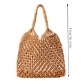 thumbnail image 2 of OCCOA Handmade Woven Beach Hollow Casual Handbag Large Capacity, Woven Tote Shoulder Bag for Summer Vacation, Boho Beach Accessory, Brown, 2 of 7