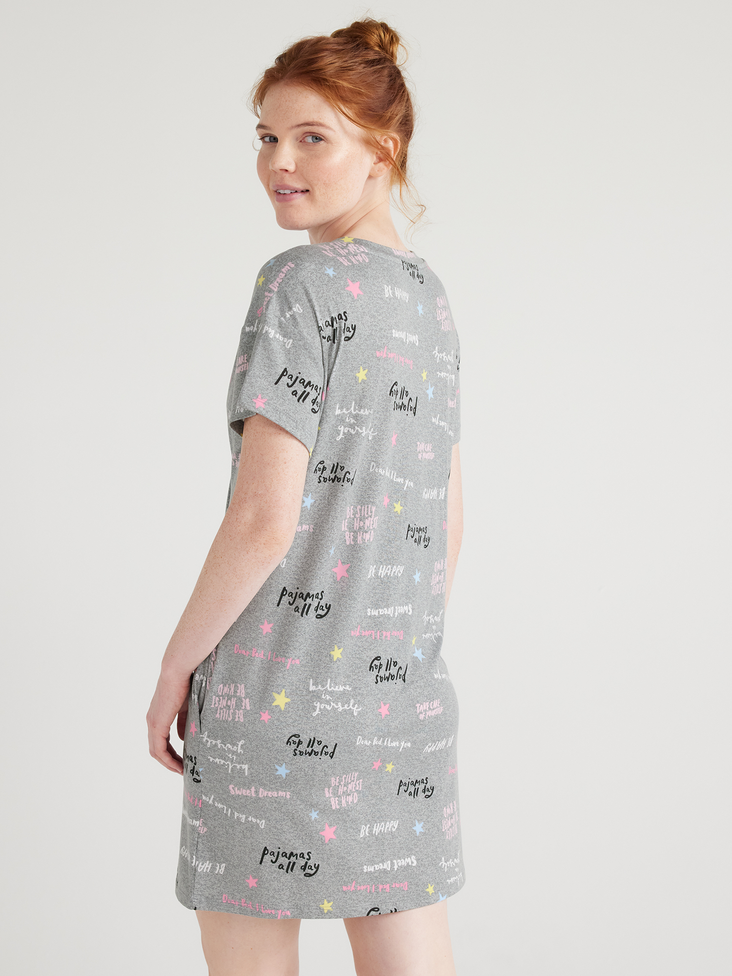 Joyspun Women’s Short Sleeve Sleep Shirt, Sizes S/M to 2X/3X
