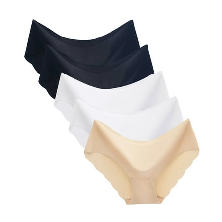Prolriy Underwear Women Pack Breathable Non- Solid 5 Color Sexy Midwaist Ice Silk Underwear Women s Womens Underwear Panties for Women D L