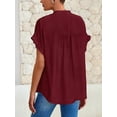 thumbnail image 6 of FreshPretty Womens Button Down Shirts Ruffle Short Sleeve Loose Summer Tops Dressy Casual V Neck Business Work Blouses, 6 of 9