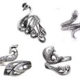 thumbnail image 1 of Anillo vintage de pavo real, anillo koi, anillo de plata 925 con fénix, gancho abierto, aguja con hilo, artefacto, 1 of 5