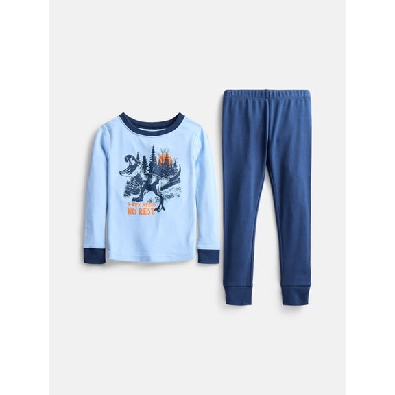 Wonder Nation Boys' Snug Fit Cotton Pajama Top and Pants Set, 2-Piece, Sizes 4-10