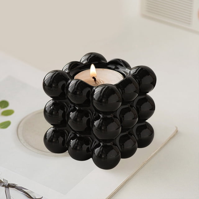 Xihbxyly Candelabro Geométrico de Cerámica con Diseño de Flor, Decoración Moderna para El Hogar, Accesorio de Aromaterapia, Acogedor para La Sala de Estar, Regalo para Seres Queridos, Tamaño 7,3 X 7,