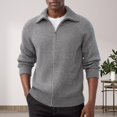 thumbnail image 4 of uikmnh Cardigan à Fermeture Éclair Complète pour Hommes, Col à Revers, Manches Raglan, Décontracté, Côtelé (Taille : S), 4 of 4