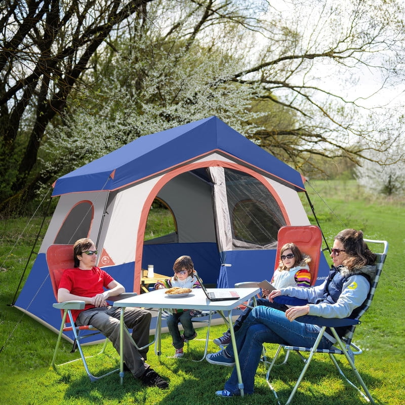 HIKERGARDEN 8 Person Camping Tent - Portable Family Cabin Tent for Camp, Windproof Fabric Camp Tent Outdoor for Hiking, Backpacking, Traveling
