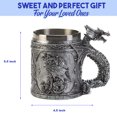 thumbnail image 5 of Silver Fire Beowulf Dragon Beer Stein Tankard Coffee Cup Mug Great Gift For Dragon Lovers Party, Ideal Novelty Gothic Father Day Gift Party Decoration (14 oz), 5 of 7