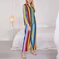 thumbnail image 3 of Fuzoiu Yellow Blue Mexican Blanket Stripes Print Women's Long-Sleeved Pajama,Lounge Button Down Nightwear,Womens Notch Collar Pajama Set-X-Large, 3 of 7