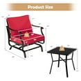 thumbnail image 3 of Costway Ensemble Bistro à Bascule pour Patio 3 Pcs Chaise Rembourrée Accoudoirs Table d'Appoint Rouge, 3 of 9