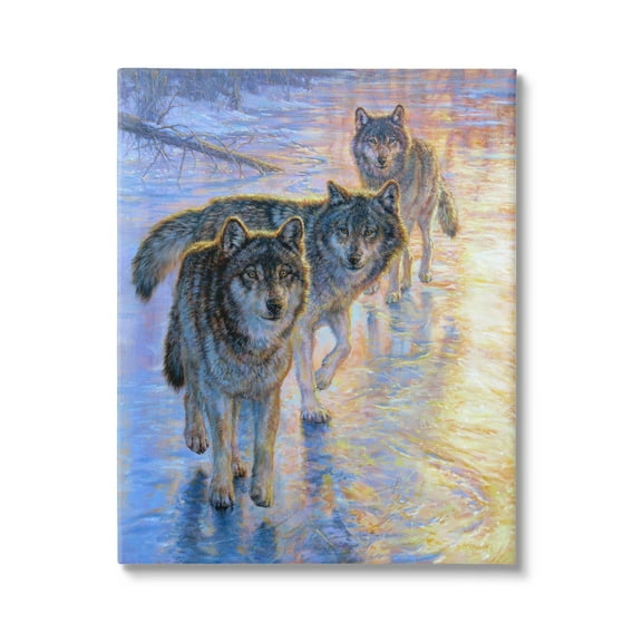 Stupell Industries Sunlit Wolf Trio Painting Animals & Insects Painting Gallery Wrapped Canvas Print Wall Art