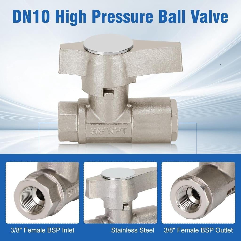Steel 3/8Inch Ball Valves Pressure Washer 5000PSI With Quick Connecting Fittings For Washer Systems Leakage Protections