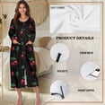 thumbnail image 6 of Xoenoiee Black Cherry Print Womens Robe Long Zipper Front Bathrobe Full Length Housecoat Soft Nightgown Sleepwear Nightdress for Ladies, Size L, 6 of 7