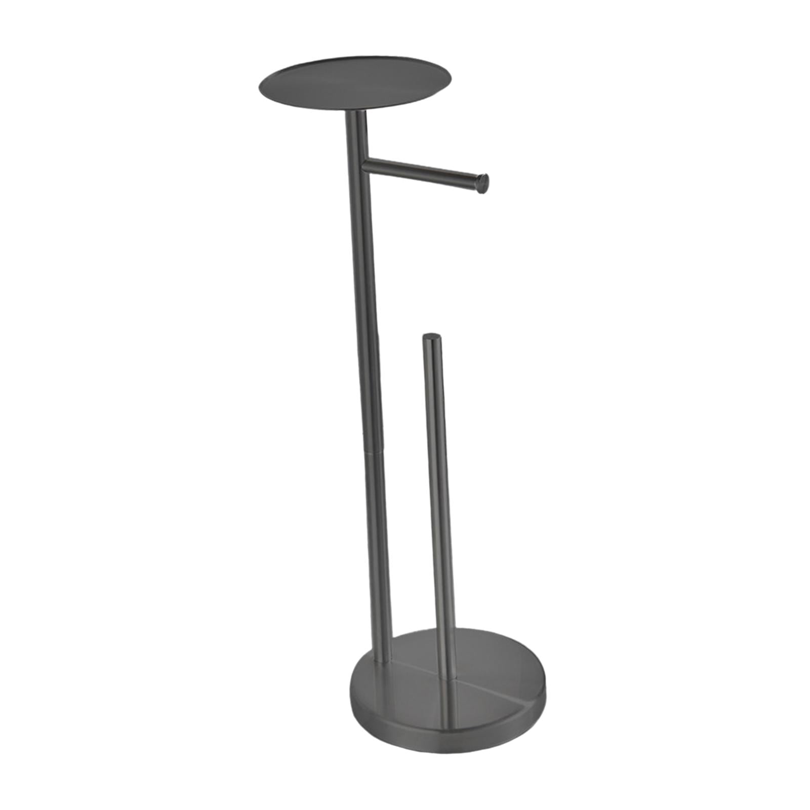 Fiocias Freestanding Toilet Paper Holder Stand Organization with Storage Shelf,Stainless Black