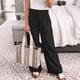 thumbnail image 1 of Pantalones de pierna ancha para mujer bolsillos laterales rectos pantalones casuales de Color sólido para mujer para uso diario ANGGREK Otros, 1 of 4