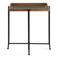 thumbnail image 3 of Kate and Laurel Macabe Industrial Modern Wood and Slate Side Accent Table with Black Iron Metal Base, Rustic Brown Finish, 3 of 7
