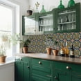 thumbnail image 6 of Mi Alma Green/Orange Retro Flower Peel & Stick Tiles - Vinyl Backsplash 8x8, 6 of 11