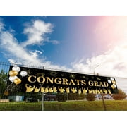 Graduation Decoration 2026 Congrats Grad Banner Yard Sign Class of 2026 Banner Photo Booth Backdrop College Graduation Party Supplies Black 19 X 118