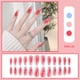 thumbnail image 1 of Uñas postizas, uñas postizas, regalos para mujeres que usan uñas al por mayor, uñas largas trapezoidales ruborizadas, cadena de tablero de ajedrez, camelia, manicura de uñas para usar., 1 of 2