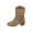 Khaki, variant on QQAMB Women's Modern Western Cowboy Boots, Mid Calf Round toe Chunky Heel Cowgirl Country Ankle Boots with Pull On Tabs