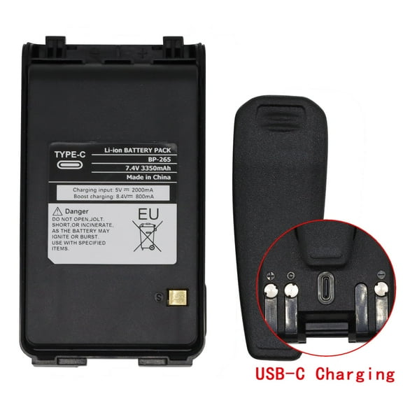 3350mAh USB-C Charging Battery BP-265 BP-264 For ICOM Radio IC-V80 IC-V80E IC-T70A C-T70E IC-F3001 IC-F3002 IC-F4001 IC-F3002 IC-F3003 IC-F4001 IC-F4002 IC-F4003 IC-F3101D IC-F4101D