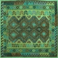 thumbnail image 1 of Ahgly Company Machine Washable Indoor Square Oriental Turquoise Blue Traditional Area Rugs, 8' Square, 1 of 4