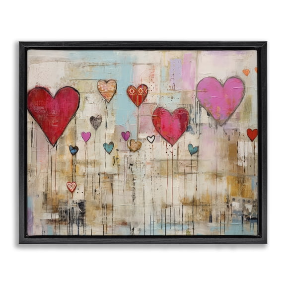 Stupell Industries Transitional Modern Floating Hearts Black Floating Frame Canvas Art, 21 x 17, by LSR Design Studio